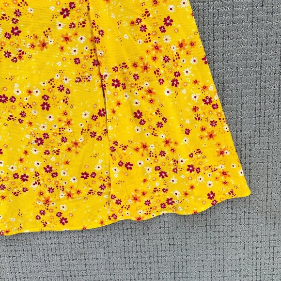 BCBGeneration Midi Skirt Womens Size M Yellow Summer Daisy Floral Slit Side NWT - Picture 5 of 11
